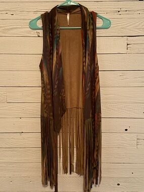 Lily Brown Multicolor Fringe Vest